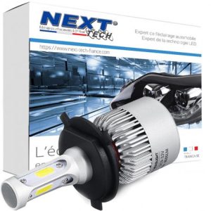 Ampoule LED moto ventilée H4 75W blanc - Next-Tech®