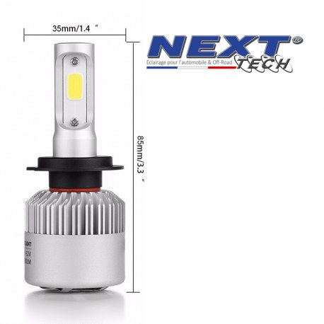 Ampoule LED moto ventilée H11 H9 et H8 75W blanc - Next-Tech®