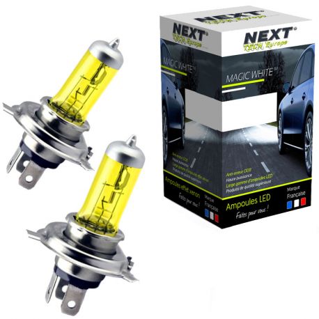 Ampoules effet vintage H4 12V 55W jaunes 2700K look ancien