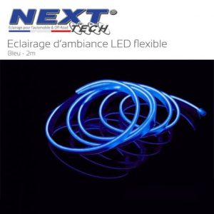 Eclairage LED d'ambiance flexible 2M pour habitacle véhicule - Bleu
