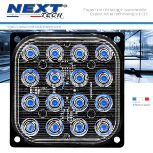 feu éclat très puissant carré extra plat bleu 16 LED 12/24V 48W