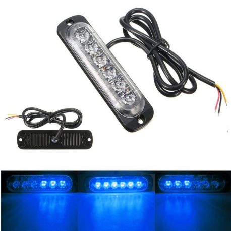 Feu de pénétration de couleur bleu 12 / 24V 112mm 18W à 6 LED