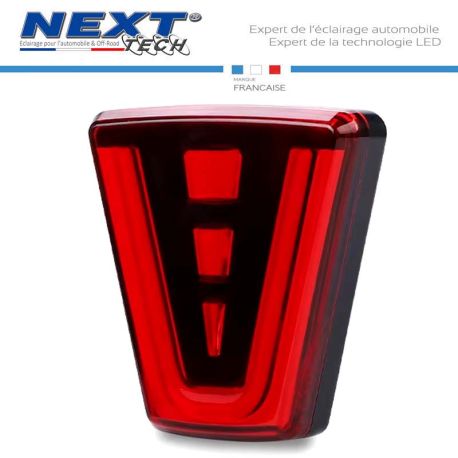 Éclairage additionnel arrière clignotant style F1 triangle rouge 12V
