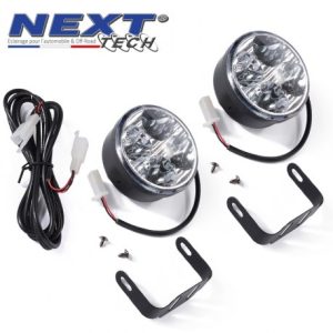 Feux de jour rond 65mm 4 LED pour voiture, moto et quad