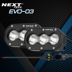 Feux LED longue portée rectangulaires pour moto 12v avec supports