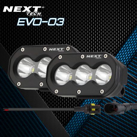 Feux LED longue portée rectangulaires pour moto 12v avec supports