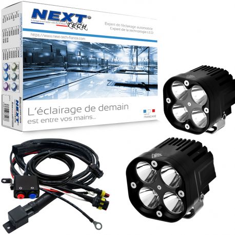 Feux LED moto carrés NT-CX4 12V 50W haut de gamme noir avec câbles