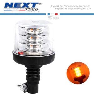 Gyrophare avec rotation et clignotement orange 18 LED 12 - 24 Volts