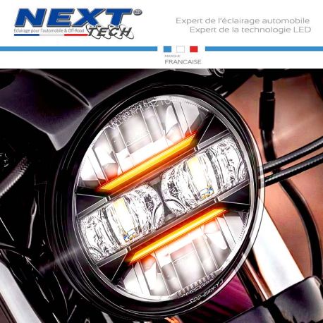 Feu avant rond à LED pour moto 144mm roadster avec feu jour orange