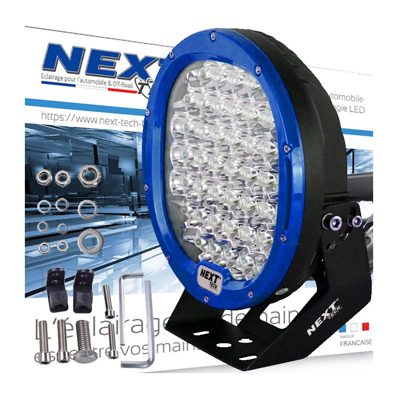 Feu LED 4x4 très puisant 185W 230mm avec cerclage bleu