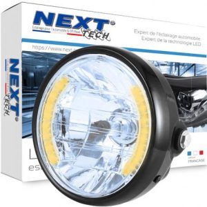 Phare de moto 180mm rond avec clignotants LED intégrés