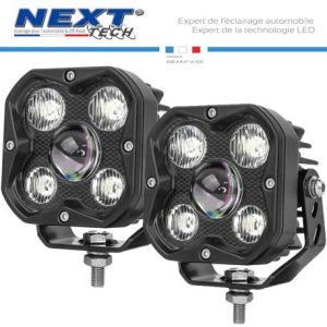 Phares LED moto de forme carré avec faisceau double lentille 5D