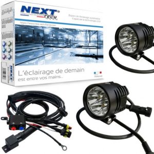 Phares LED moto additionnels NT-XP4 50W 14 000 lumens - étanche avec câbles