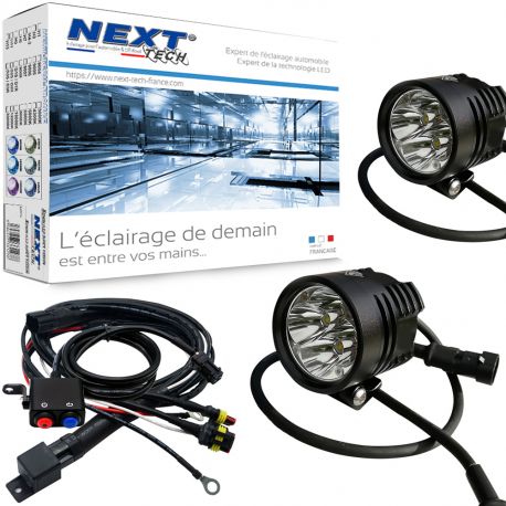 Phares LED moto additionnels NT-XP4 50W 14 000 lumens - étanche avec câbles
