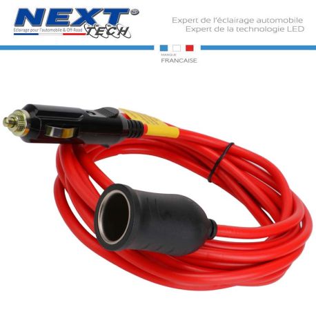 Rallonge câble d'extension pour allume-cigare 12-24V longueur 3.6m