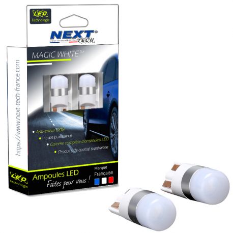 Veilleuses LED T10 W5W - Next-Tech - blanc neutre